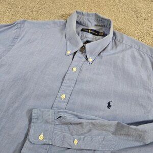 Polo Ralph Lauren Classic Fit Shirt Mens Size XXL Blue Solid Button Down Pony
